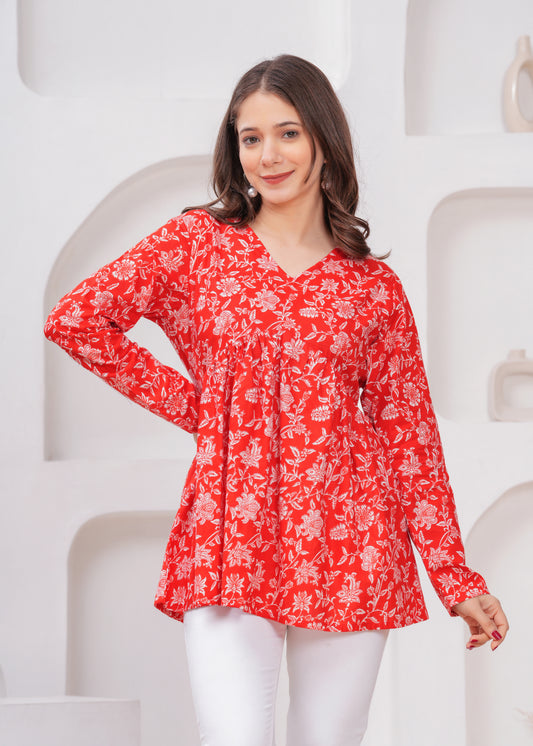 Scarlet Blossom Kurti